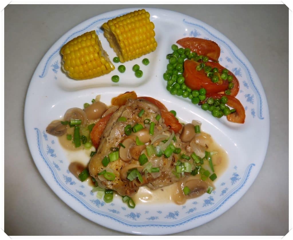 July 4- Braised Crusty Chicken Thigh with Mushroom Sauce1