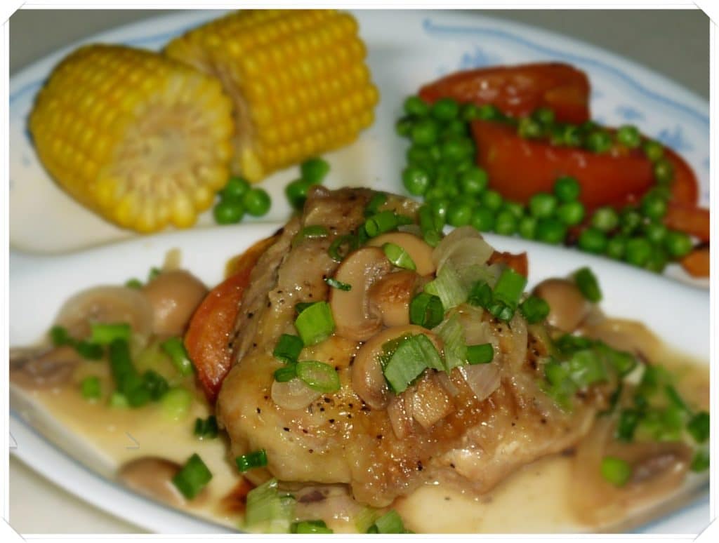 July 4- Braised Crusty Chicken Thigh with Mushroom Sauce2