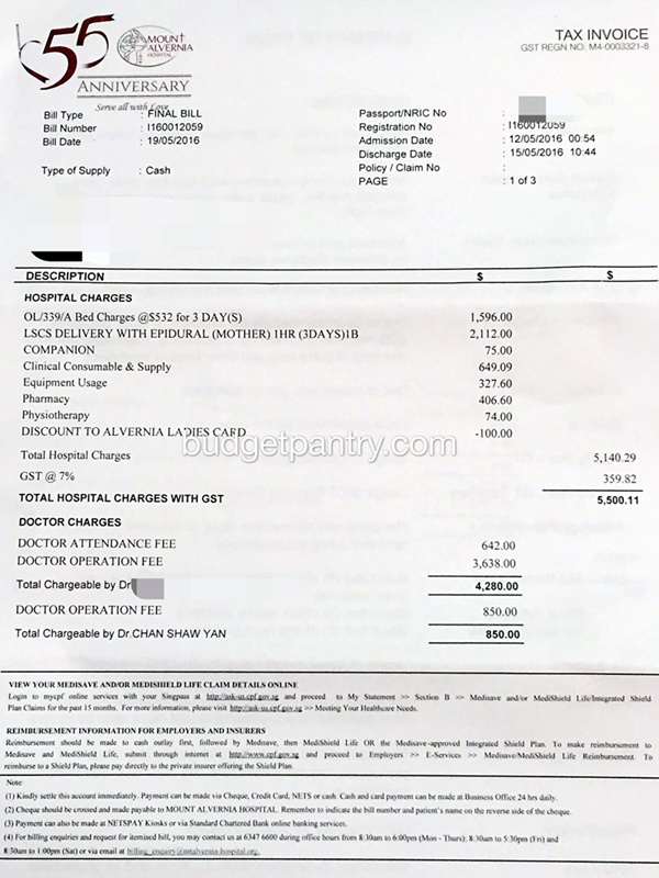 Baby: Mount Alvernia Hospital Actual Bill 2016 ⋆ Budgetpantry ...